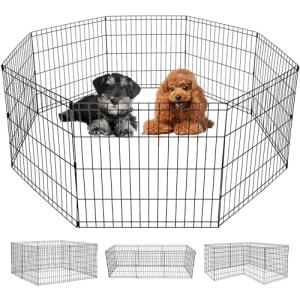 Foldable Black Dog Cage with Double Lock System