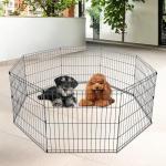 Foldable Black Dog Cage with Double Lock System