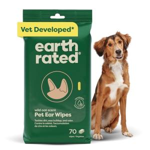 Earth Rated Hypoallergenic Pet Ear Wipes, 70 Count