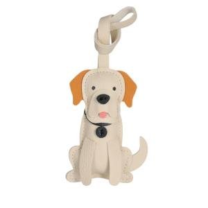 White Felt Dog Bag Charm with Metal Snap Hook
