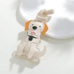 White Felt Dog Bag Charm with Metal Snap Hook