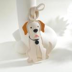 White Felt Dog Bag Charm with Metal Snap Hook