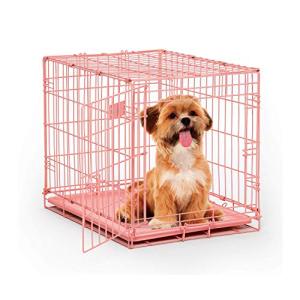 24-Inch Pink Folding Dog Crate with Divider