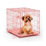 24-Inch Pink Folding Dog Crate with Divider