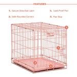 24-Inch Pink Folding Dog Crate with Divider