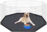 8-Panel Dog Playpen with Bottom Pad - Black