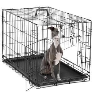 DUMOS 36" Double Door Dog Crate with Tray