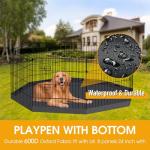 8-Panel Dog Playpen with Bottom Pad - Black