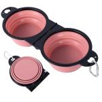 SLSON Collapsible Dual Dog Bowls with Lock Clips