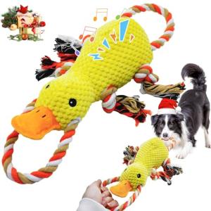 Interactive Squeaky Tug of War Duck Toy