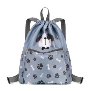Dog Print Drawstring Backpack for Kids