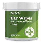 Pet MD Dog Ear Cleaner Wipes with Aloe & Eucalyptus