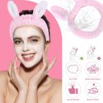 Pink Rabbit Ears Headband for Makeup and Spa