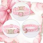 Cute Pink Plaid Dog Collar with Bow for Small Dogs