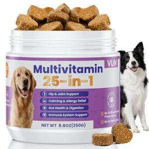 Dog Multivitamin 25 in 1 Chewable Dogs Vitamins Supplements Treats for Pet Omega-3 Glucosamine Vitamin for Puppy Supplies Skin Coat, Heart, HIPS & Joints, Digestion & Immune System 100pcs
