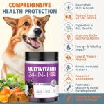 24-in-1 Dog Vitamins and Supplements 200 Ct Dogs Multivitamin Chewable Contain Chondroitin Probiotics Omega-3 Glucosamine for Dogs Skin Coat Heart Joint Gut Liver Brain Immune Support - Peanut Butter
