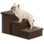 Love's cabin Dog Stairs for High Bed 18" H,Foldable Pet Stairs for Small Medium or Large Dogs Puppy with Storage for Bed or Couch,Cat Dog Steps Ramp with Zip up to 200 lbs(Coffee,3 Steps no Condo)