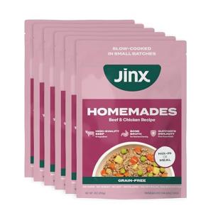 Jinx Beef & Chicken Grain Free Wet Dog Food Pouches, Meal or Dog Food Topper Mix-in, Made with Real Beef & Chicken, Bone Broth, No Fillers - Puppy, Adult, Senior, 9oz, 6 Pack