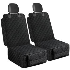 Smatto Dog Car Seat Cover, 2 Pack Waterproof Pet Front Seat Car Cover, Full Protection Dog Seat Protector with Side Flaps, Universal Size for Cars, Trucks, SUVs