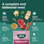 Jinx Beef & Chicken Grain Free Wet Dog Food Pouches, Meal or Dog Food Topper Mix-in, Made with Real Beef & Chicken, Bone Broth, No Fillers - Puppy, Adult, Senior, 9oz, 6 Pack