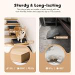 3-Pack Wooden Dog Ramp for Stairs, Anti-Slip Pet Steps for Small Dogs with Carpet Surface, Low-Angled Pet Ramps for Staircase, Steps and Stairs Assist for Injured & Aged Pets, Stairs Ramp for Dogs