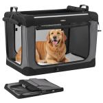 Feandrea Collapsible Dog Crate, 36-Inch Portable Dog Travel Crate for Large Dogs, Oxford Fabric Pet Carrier with 4 Mesh Doors, Handles, Storage Pocket, Water Bottle Holder, Ink Black UPDC019B01