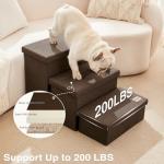 Love's cabin Dog Stairs for High Bed 18" H,Foldable Pet Stairs for Small Medium or Large Dogs Puppy with Storage for Bed or Couch,Cat Dog Steps Ramp with Zip up to 200 lbs(Coffee,3 Steps no Condo)