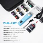 FuzzyFix Professional Dog Clippers for Grooming - 2 Speed for Thick Curly Matted Coats, Low Noise Cordless Pet Hair Trimmer with Detachable A5 Blade & Metal Guide Combs Kit for Horse Animal Breeds