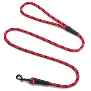Mendota Pet Snap Leash - British-Style Braided Dog Lead, Made in The USA - Black Ice Red, 3/8 in x 6 ft - for Small/Medium Breeds