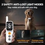 Dog Shock Collar - 3300 FT Dog Training Collar with Remote, IP67 Waterproof, 4 Training Modes Lighting, Beep, Vibration, Safe Shock, Dual Channel E-Collar with Safety Lock for All Breed (8-120LBs)
