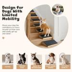 3-Pack Wooden Dog Ramp for Stairs, Anti-Slip Pet Steps for Small Dogs with Carpet Surface, Low-Angled Pet Ramps for Staircase, Steps and Stairs Assist for Injured & Aged Pets, Stairs Ramp for Dogs