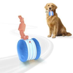 PJC Interactive Dog Toy – Automatic Electric Rolling Ball with Rope, Motion-Activated Play, Random Movement, Rechargeable, Ideal for Boredom Relief for All Dog Sizes