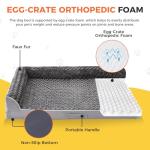 Aeroluxe Dog Beds Large Sized Dogs, XL Orthopedic Dog Beds for Large Dogs 42"x30"x7.5", Waterproof Pet Bed with Washable Cover, L-Shaped Pet Couch with Portable Handle, Grey