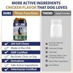 Hip and Joint Supplement for Dogs 200 Hemp Dog Calming Chews with Glucosamine, Chondroitin, Msm, Omega3, Melatonin for Senior Dogs Anxiety Pain Relief Anti Inflammatory Small/Medium/Large Dog -Chicken