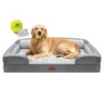 Extra Large Dog Bed, Orthopedic XL Washable Memory Foam Bed for Big Dogs Waterproof Pet Couch Sofa Bolster with Removable Cover, Non-Slip Bottom, Tennis Ball Toy, 42x30