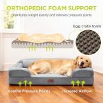 Extra Large Dog Bed, Orthopedic XL Washable Memory Foam Bed for Big Dogs Waterproof Pet Couch Sofa Bolster with Removable Cover, Non-Slip Bottom, Tennis Ball Toy, 42x30