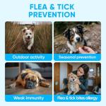 Chewable Flea and Tick Prevention for Dogs - 120 Soft Chews Made in USA - Oral Flea and Tick Control Pills for Small, Medium, Large Dogs and Puppies - Skin and Coat Supplement Treats for All Breeds