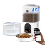 Romiromi 7L 2-in-1 Automatic Cat Feeder with Camera and Water Fountain Dispenser 1080P HD Video 2.4G&5G WiFi Timed Auto Feeder with APP Control,Multiple Cats, Detachable for Easy Clean-White