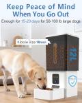 Large Dog Automatic Feeder with Camera: 12L/50 Cups Home Smart Dog Feeder for 20 Days Feeding - Anti-Clog with 20mm Wide Chute for Big Breed Owner