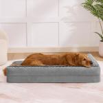 Aeroluxe Dog Beds Large Sized Dogs, XL Orthopedic Dog Beds for Large Dogs 42"x30"x7.5", Waterproof Pet Bed with Washable Cover, L-Shaped Pet Couch with Portable Handle, Grey