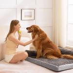 Aeroluxe Dog Beds Large Sized Dogs, XL Orthopedic Dog Beds for Large Dogs 42"x30"x7.5", Waterproof Pet Bed with Washable Cover, L-Shaped Pet Couch with Portable Handle, Grey