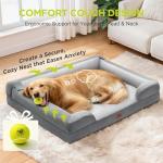 Extra Large Dog Bed, Orthopedic XL Washable Memory Foam Bed for Big Dogs Waterproof Pet Couch Sofa Bolster with Removable Cover, Non-Slip Bottom, Tennis Ball Toy, 42x30