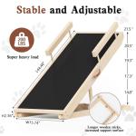 Chuiendi Dog Ramp for Bed, Couch, Car, Folding Pet Ramps 44.48" Long Adjustable 15"-22" Wooden Stairs with Anti-Slip Rubber Mat & Safety Side Rails for Small & Medium Old Dogs & Cats, up to 200 lbs