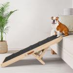 Dog Ramp for Couch, Bed, Wooden Long Pet Stairs for Small & Large Old Dogs & Cats, Hold up to 100lb, Adjustable Height from 11.41" to 20.47", Portable Doggie Steps Weight 11 lbs (39.37" L)