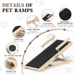 Chuiendi Dog Ramp for Bed, Couch, Car, Folding Pet Ramps 44.48" Long Adjustable 15"-22" Wooden Stairs with Anti-Slip Rubber Mat & Safety Side Rails for Small & Medium Old Dogs & Cats, up to 200 lbs
