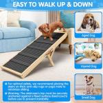 Dog Ramp for Couch, Bed, Wooden Long Pet Stairs for Small & Large Old Dogs & Cats, Hold up to 100lb, Adjustable Height from 11.41" to 20.47", Portable Doggie Steps Weight 11 lbs (39.37" L)