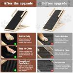 Chuiendi Dog Ramp for Bed, Couch, Car, Folding Pet Ramps 44.48" Long Adjustable 15"-22" Wooden Stairs with Anti-Slip Rubber Mat & Safety Side Rails for Small & Medium Old Dogs & Cats, up to 200 lbs