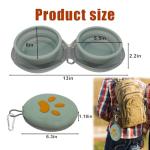 Collapsible Dog Bowls, 2-in-1 Silicone Pet Food and Water Bowl with Carabiner, Portable Double Compartment Dish for Travel, Camping, Hiking Puppy Essentials (Green)