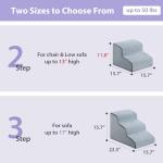 LEXTRO Dog Stairs for Small Dogs, 2-Steps Dog Ramp for Couch, Pet Stairs with Highly Supportive Foam and Non-Slip Bottom, Pet Steps for Cat & Doggie (High 11.8 Inch)