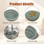 Collapsible Dog Bowls, 2-in-1 Silicone Pet Food and Water Bowl with Carabiner, Portable Double Compartment Dish for Travel, Camping, Hiking Puppy Essentials (Green)